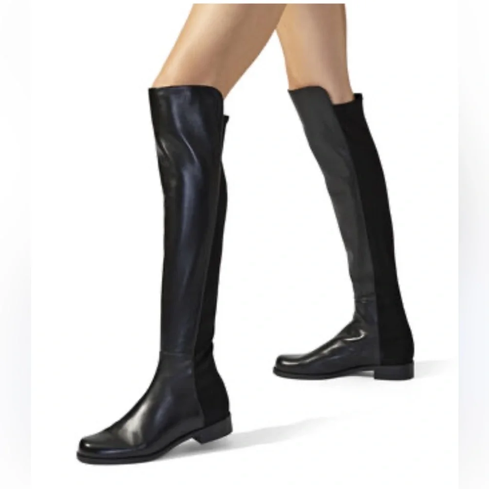 Stuart Weitzman 5050 Knee-High Boots In Black Leather Boots size 6.5 new